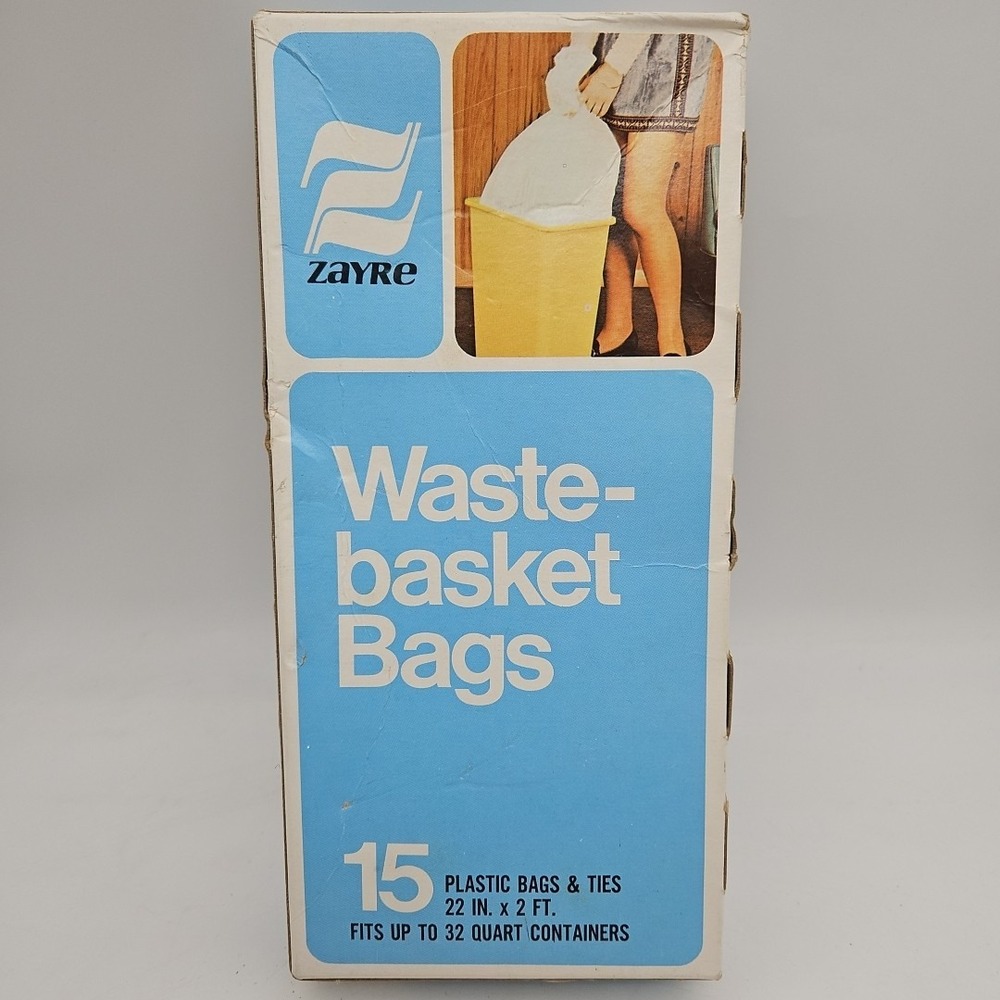 Vintage Zayre Waste Basket Bags Brand New Deadstock NOS 70s 80s‎ 15 Plastic Bags